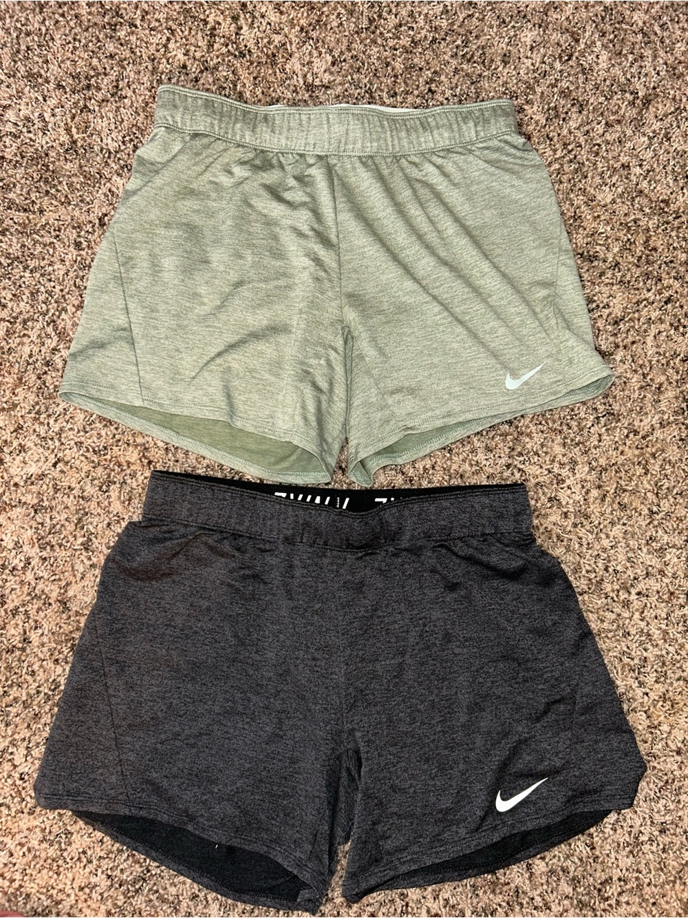 Nike Women's Athletic Shorts Pair - Olive Green & Charcoal - Small